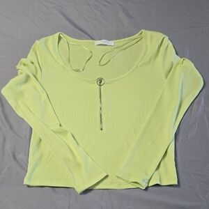 Elodie Sz Large Neon Yellow Long Sleeve Blouse